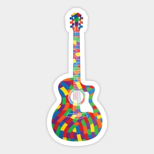 Auditorium Style Acoustic Guitar Colorful Texture Sticker